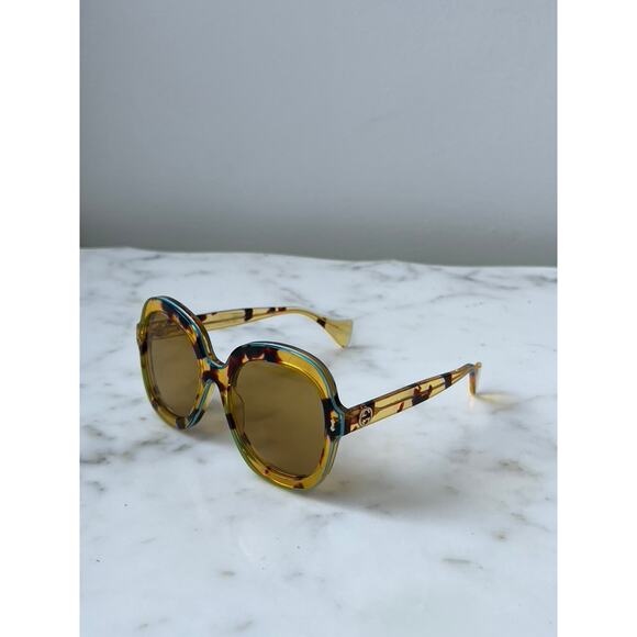 NEW Gucci GG1240S Havana Turquoise Trim Oversized Sunglasses - Picture 2 of 8